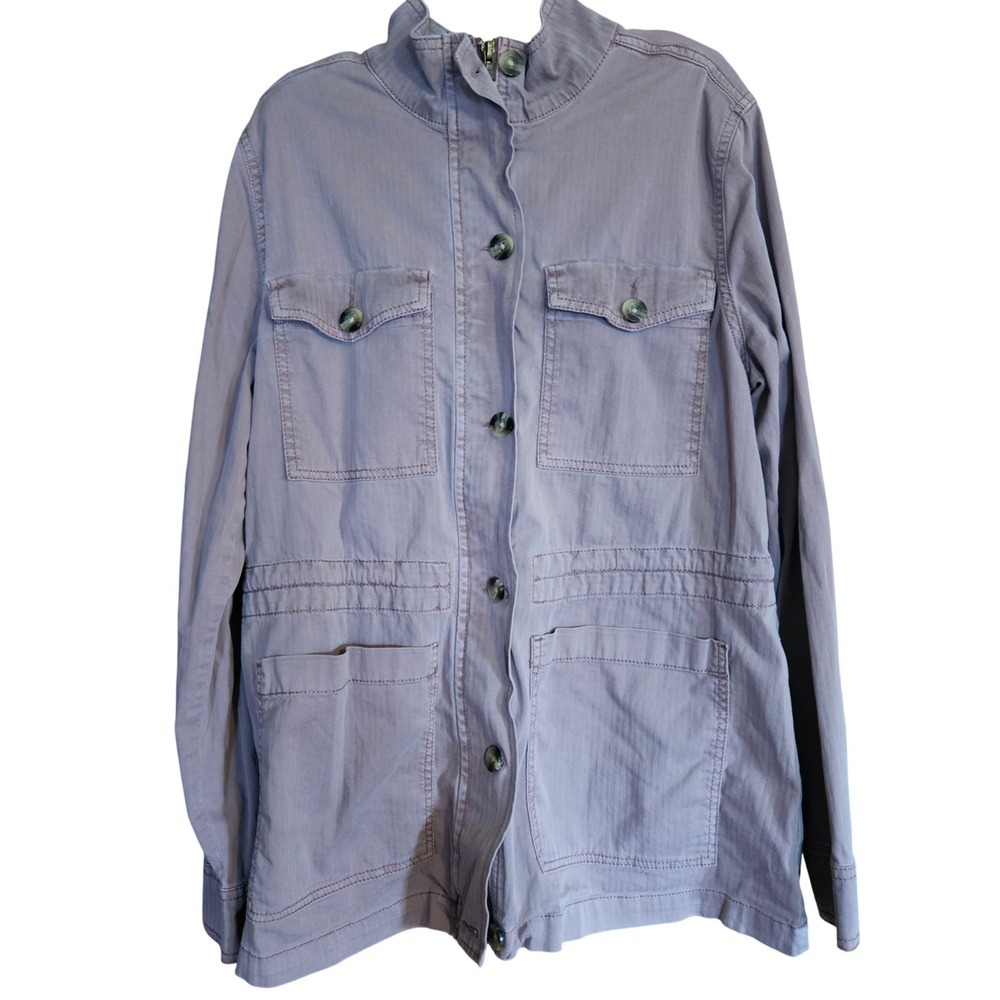 Sonoma Goods For Life Women Mauve Utility Field Jacket Herringbone Large L Zip